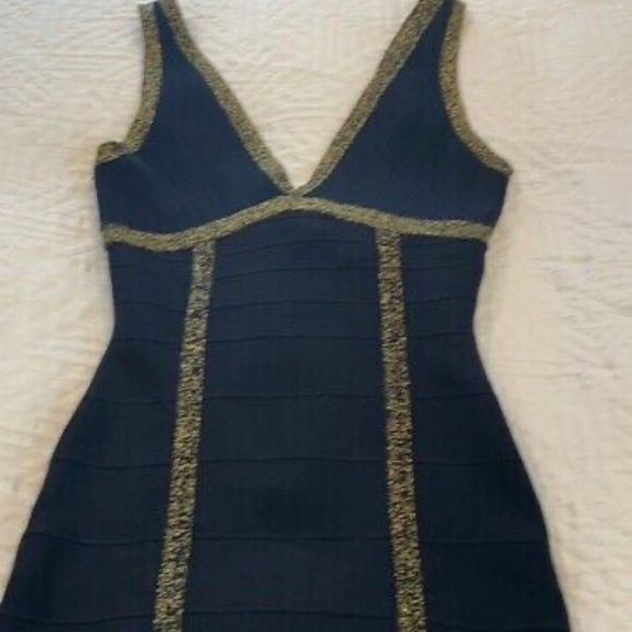 Like-New Guess Black/Gold Body-con Bandage Dress, Size S - Picture 5 of 9